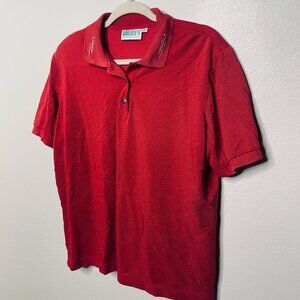 Vintage Lilys of Beverly Hills Polo Shirt Women Red Embroidered Collar Large USA